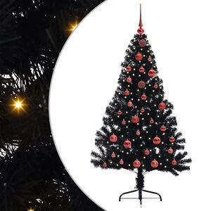 vidaXL Kunstig Forh&aring;ndsopplyst Juletre med 150 LED Svart 150 cm PVC