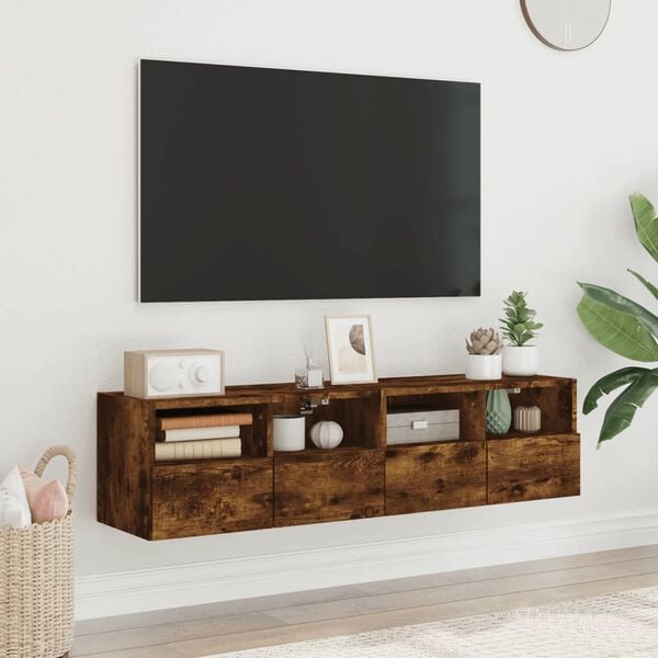 vidaXL Vegghengte TV-benker 2 stk r&oslash;kt eik 60x30x30 cm konstruert tre