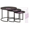 vidaXL Nestende Kaffebord 3 pcs Svart Massivt mangotre og st&aring;l