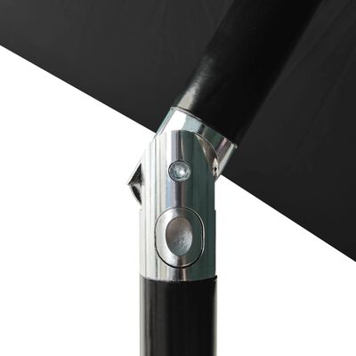 vidaXL Parasoll med aluminiumsstang 3 nivåer 2 m svart