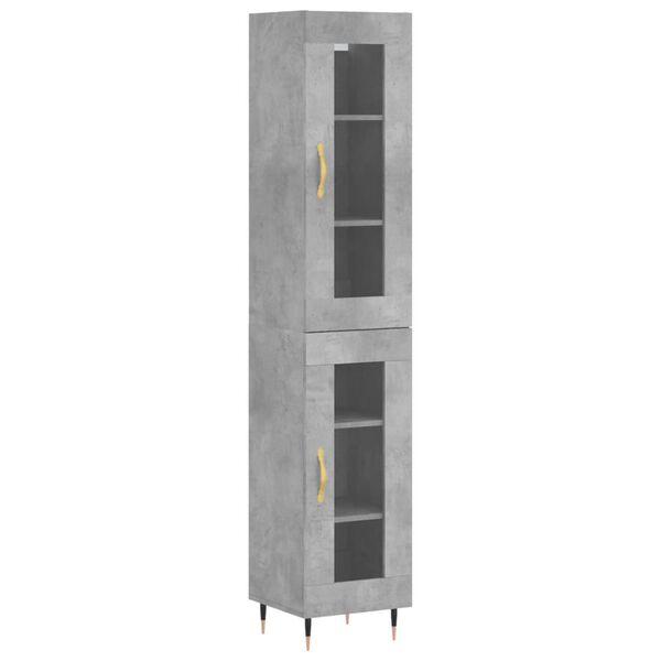 vidaXL Highboard betonggr&aring; 34,5x34x180 cm konstruert tre