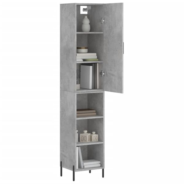 vidaXL Highboard betonggr&aring; 34,5x34x180 cm konstruert tre