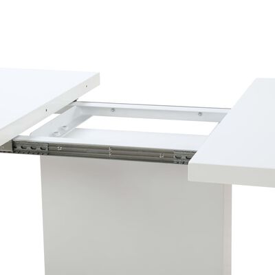 vidaXL Uttrekkbart spisebord høyglans hvit 180x90x76 cm MDF