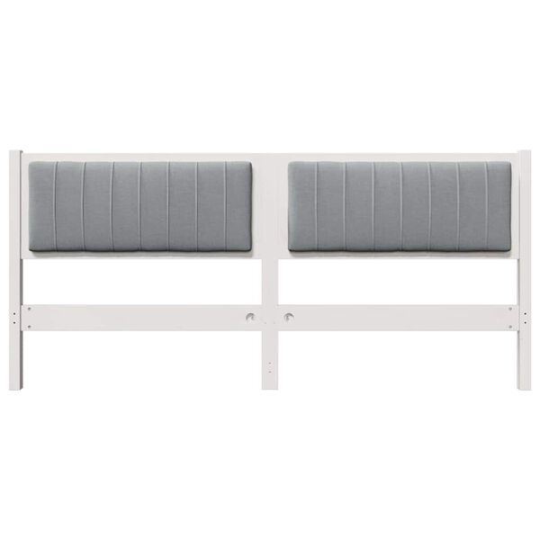 vidaXL Polstret sengegavl med hodegjerde Hvit 180 cm Massiv furu