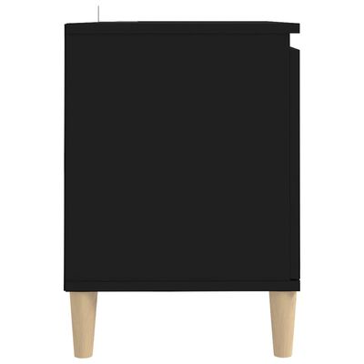 vidaXL TV-benk med ben i heltre svart 103,5x35x50 cm