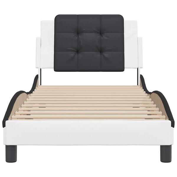 vidaXL Sengeramme uten madrass Zadar hvit og svart 80x200 cm kunstl&aelig;r