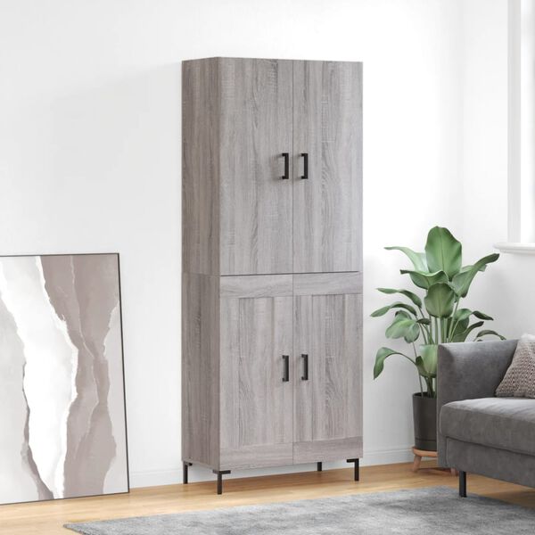 vidaXL Highboard gr&aring; sonoma 69,5x34x180 cm konstruert tre