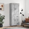vidaXL Highboard betonggr&aring; 69,5x34x180 cm konstruert tre