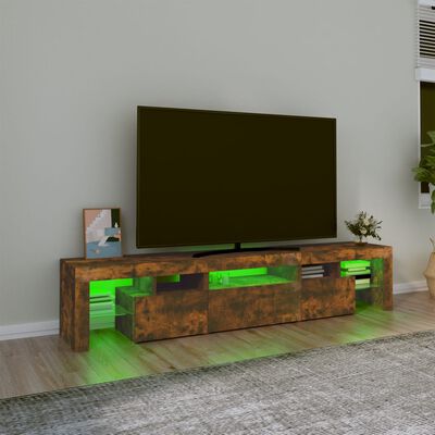 vidaXL TV-benk med LED-lys røkt eik 200 x 36,5 x 40 cm