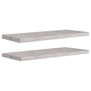 vidaXL Flytende vegghyller 2 stk betonggr&aring; 80x23,5x3,8 cm MDF