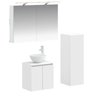 vidaXL Baderomsinnredningssett 4 pcs Hvit Konstruert tre og glass