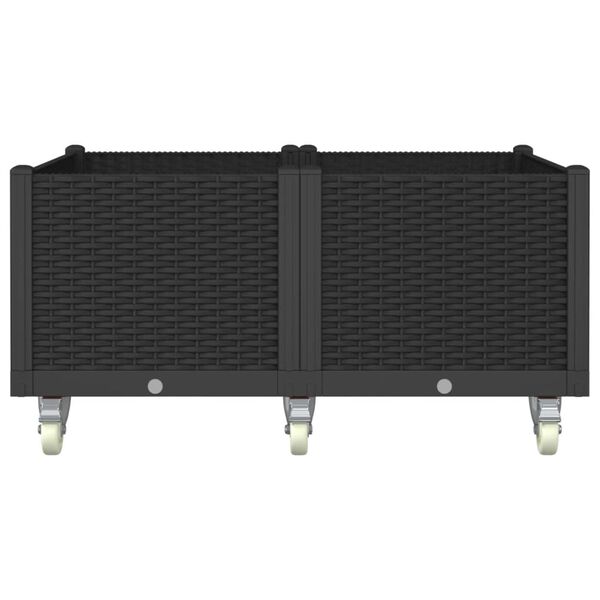vidaXL Plantekasse med hjul svart 100x80x54 cm PP