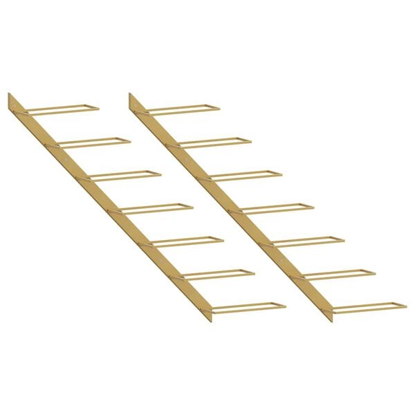 vidaXL Veggmontert vinstativ for 7 flasker 2 stk gull metall