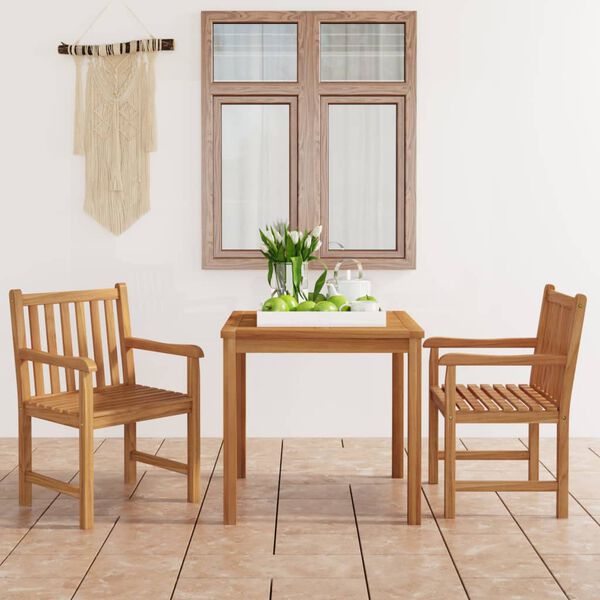 vidaXL 3-delt hagespisesett 80x80 cm heltre teak