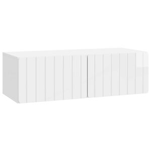 vidaXL Vegghengt TV skap H&oslash;gglans hvit 98 x 41 x 30 cm Konstruert tre