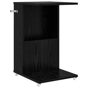 vidaXL Sidetabell med hjul Svart Eik 40 x 35 x 60 cm Konstruert tre