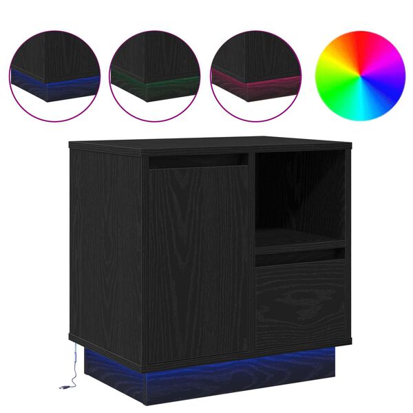 vidaXL Nattbordskap Svart Eik 50 x 34,5 x 50 cm. Konstruert tre