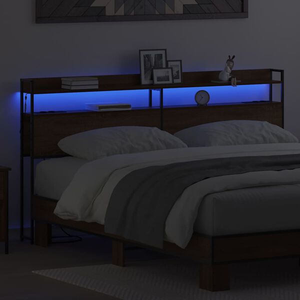 vidaXL Lagringshodegavl med hylle brun eik 180 cm Konstruert tre