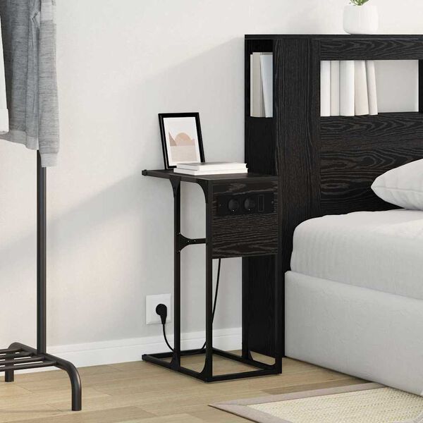 vidaXL Nattbordskap Svart Eik 41,5 x 26 x 60,5 cm Konstruert tre