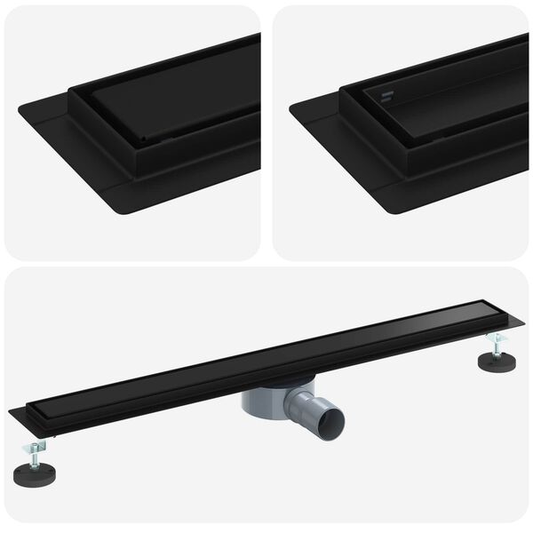 vidaXL Dusjdren 2-i-1 med 360&deg; Siphon Svart 80 cm Rustfritt St&aring;l 304