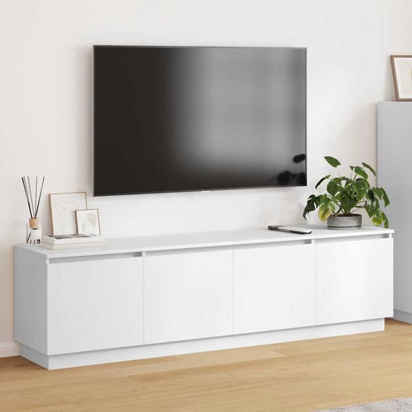 vidaXL TV-stativ med LED Hvit 180 x 38 x 49 cm Konstruert tre