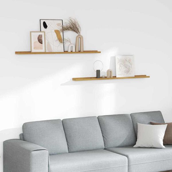 vidaXL Vegghylle med hylle 2 pcs Beige 115 x 9 x 3 cm Konstruert tre