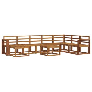 vidaXL Utend&oslash;rs sofa-sett 9 pcs Naturlig Solid akasietre