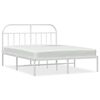 vidaXL Sengeramme i metall med hodegavl hvit 183x213 cm