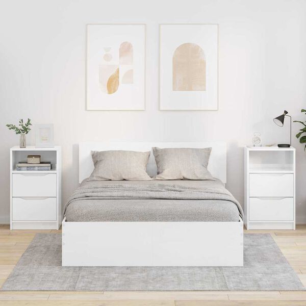 vidaXL Nattbord 2 pcs H&oslash;yglanset hvit 40 x 30 x 467 cm Konstruert tre