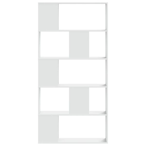 vidaXL Bokhylle 5 etasjer hvit 80,5x23,5x162,5 cm konstruert tre