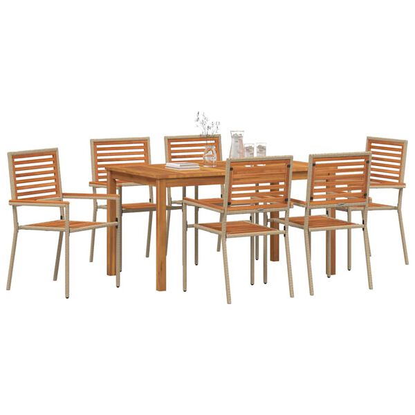 vidaXL Hage Spisegruppe 7 pcs Beige Poly rattan
