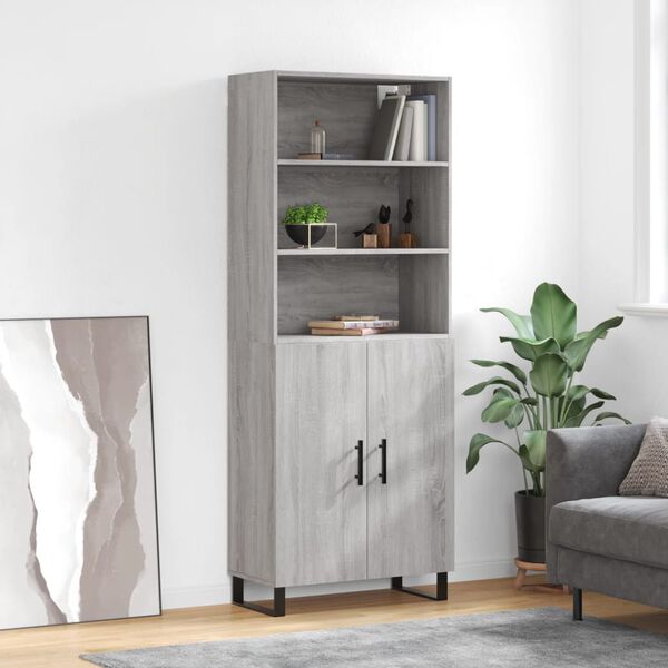 vidaXL Highboard gr&aring; sonoma 69,5x34x180 cm konstruert tre