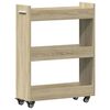 vidaXL Sidebord med hjul sonoma eik 60x22x79 cm konstruert tre