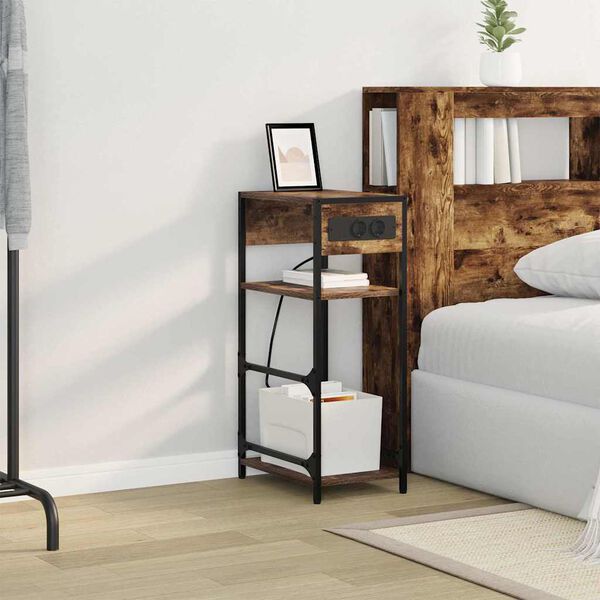 vidaXL Nattbordskap R&oslash;kt eik 40 x 27 x 76 cm Konstruert tre