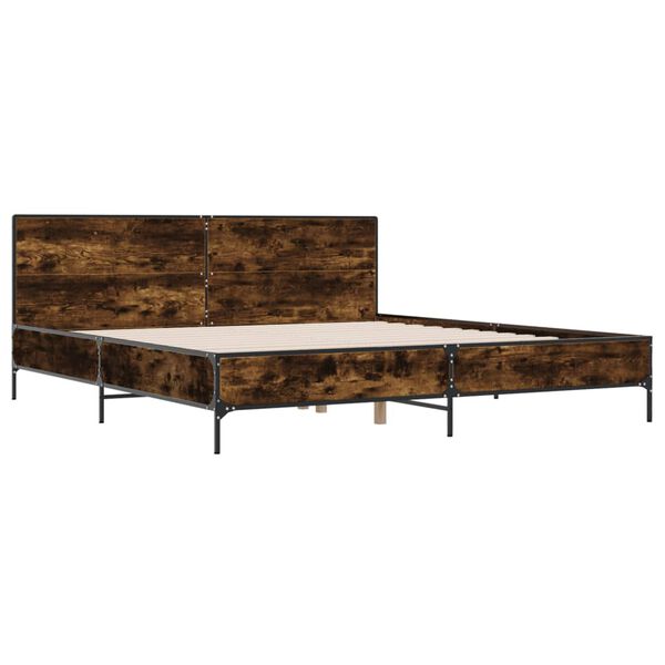 vidaXL Sengeramme r&oslash;kt eik 180x200 cm konstruert tre og metall