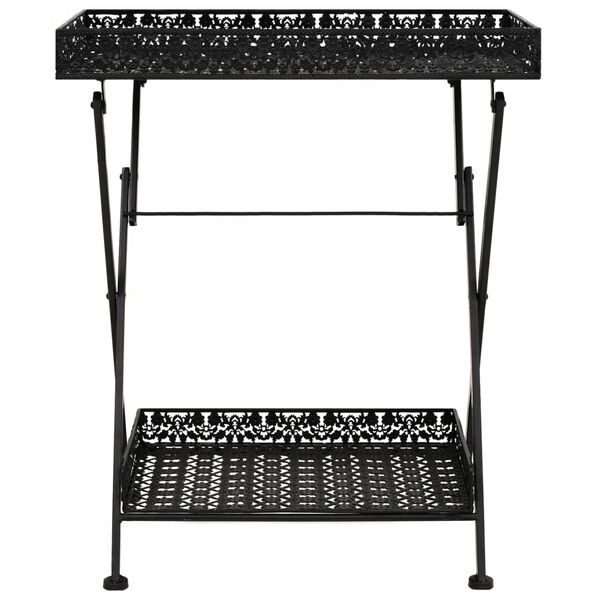 vidaXL Foldbart tebord gammeldags stil metall 58x35x72 cm svart