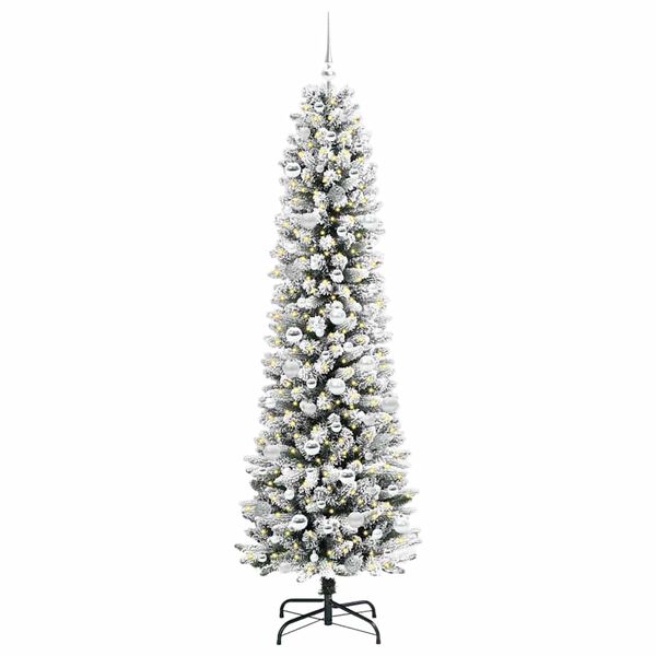 vidaXL Kunstig juletre med 300 LED Hvit 210 cm PVC og Metall og Plast