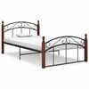 vidaXL Sengeramme svart metall og heltre eik 120x200 cm