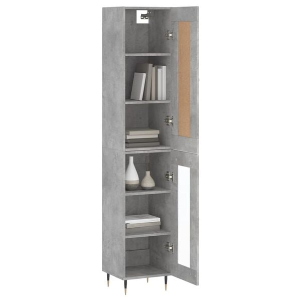 vidaXL Highboard betonggr&aring; 34,5x34x180 cm konstruert tre