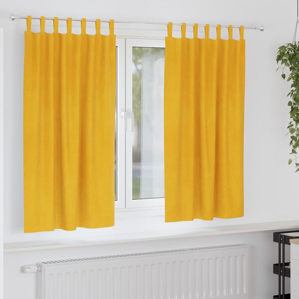 vidaXL Gardiner med gardiner 2 pcs Sennepsgul 140 x 175 cm Fløyel