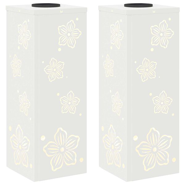 vidaXL Solenergi LED stibelys 2 pcs Hvit Kaldvalset st&aring;l