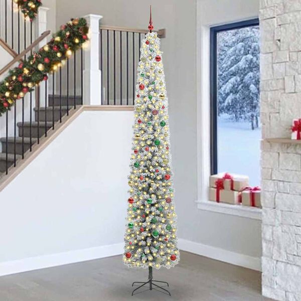 vidaXL Kunstig juletre med 300 LED gr&oslash;nn 270 cm PVC og st&aring;l og plast