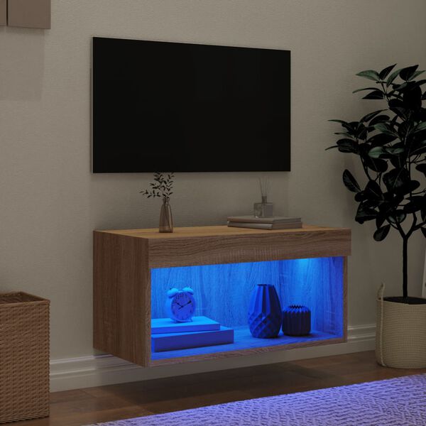 vidaXL TV-benk med LED sonoma eik 60x30x30 cm