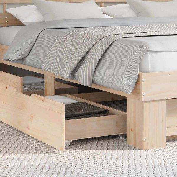 vidaXL Sengestamme med hodegjerde Brun 200 x 200 cm Massiv furu