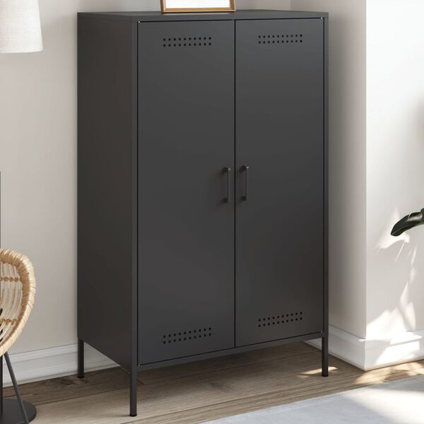 vidaXL Highboard svart 68x39x113 cm stål