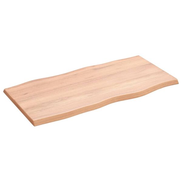 vidaXL Bordplate lysebrun 80x40x2cm behandlet heltre eik naturlig kant