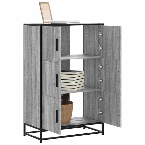 vidaXL Highboard gr&aring; sonoma 68x35x106,5 cm konstruert tre og metall