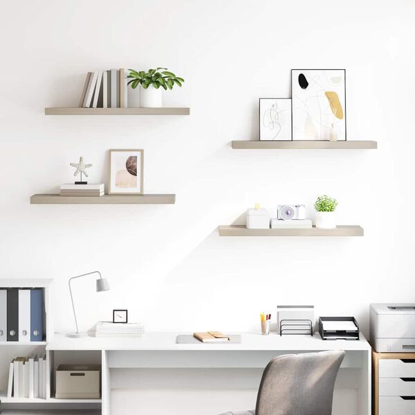 vidaXL Flytende vegghyller 4 stk eik 80x23,5x3,8 cm MDF