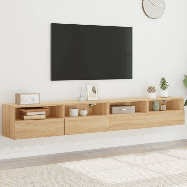 vidaXL Vegghengte TV-benker 2stk sonoma eik 100x30x30cm konstruert tre
