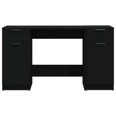 vidaXL Skrivebord med sideskap svart konstruert tre